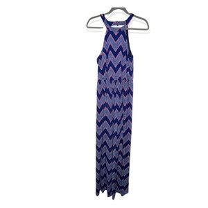 THREE PINK HEARTS BY TRIXXI Navy Blue & Coral Sleeveless Maxi Dress M